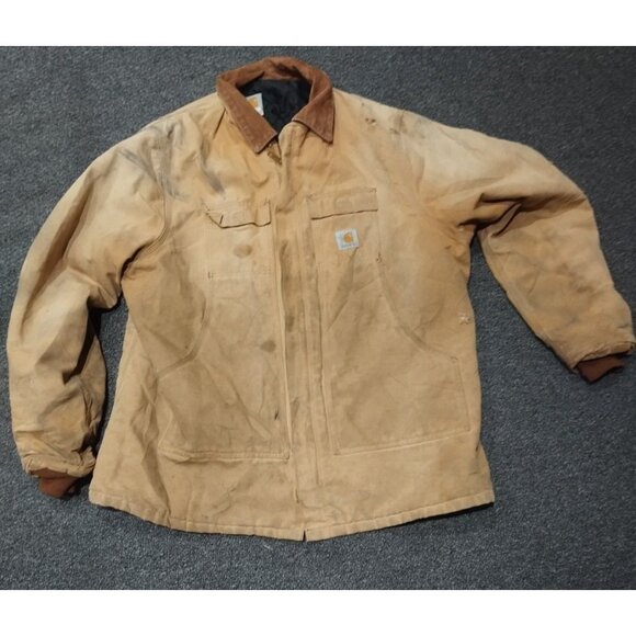 Carhartt C03 Arctic Traditional Coat Mens XL Tan Distressed Thrashed Work Jacket - Picture 1 of 9